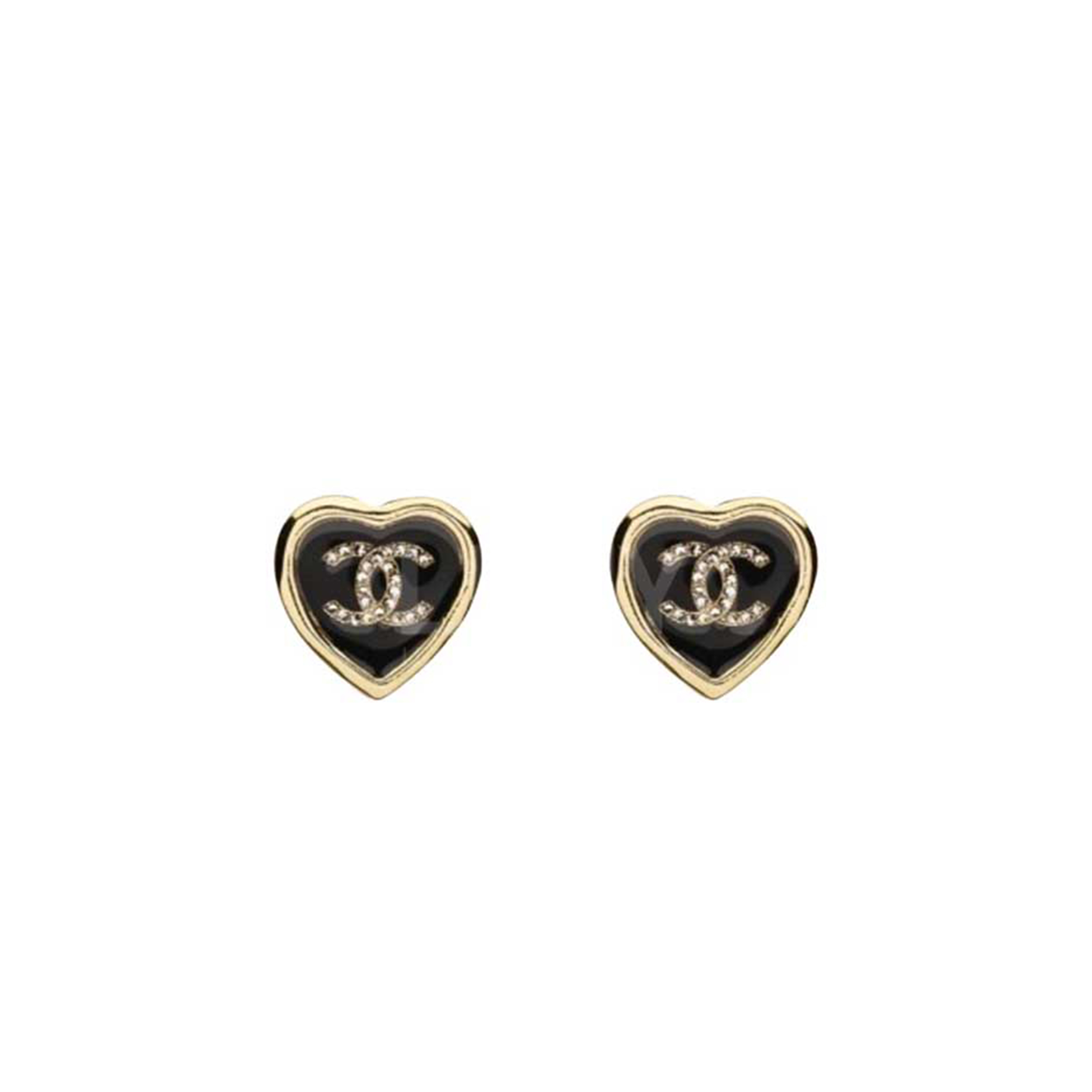 CHANEL HEART HEART BLACK GOLD EARRINGS ABG311